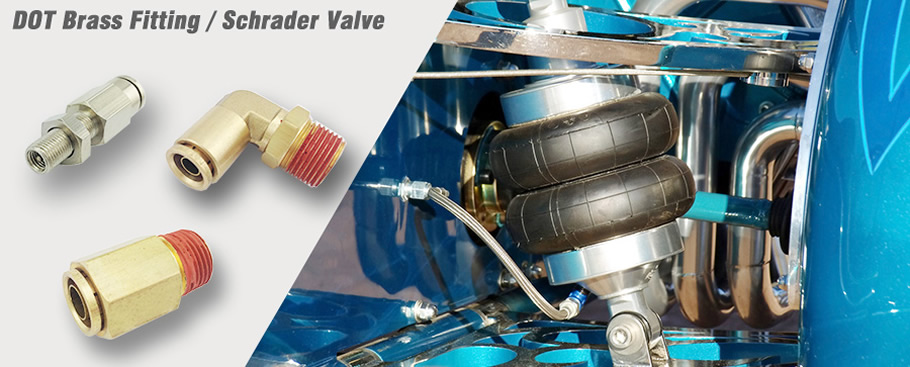 DOT approved Brass push to connect air brake fittings, DOT brass push in fittings, all brass air fittings, all metal pneumatic fittings