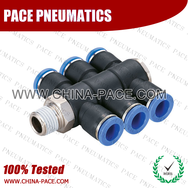 Triple Banjo Branch Tee PUSH IN FITTINGS, AIR FITTINGS, PNEUMATIC FITTINGS
