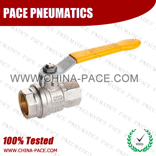 Long Handle Nickel Plated Brass MINI BALL VALVE, FEMALE TO FEMALE