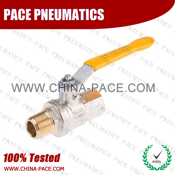 Long Handle Nickel Plated Brass MINI BALL VALVE, MALE TO FEMALE